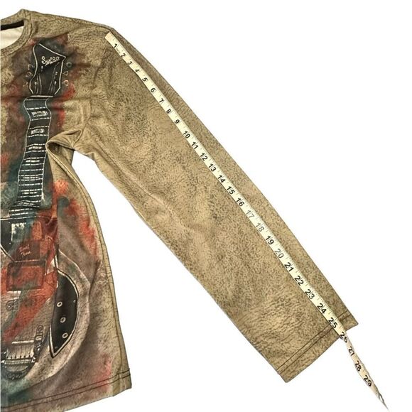 Printed Electric Guitar AOP design Long sleeve tech fabric T-shirt  size XL - Picture 9 of 9